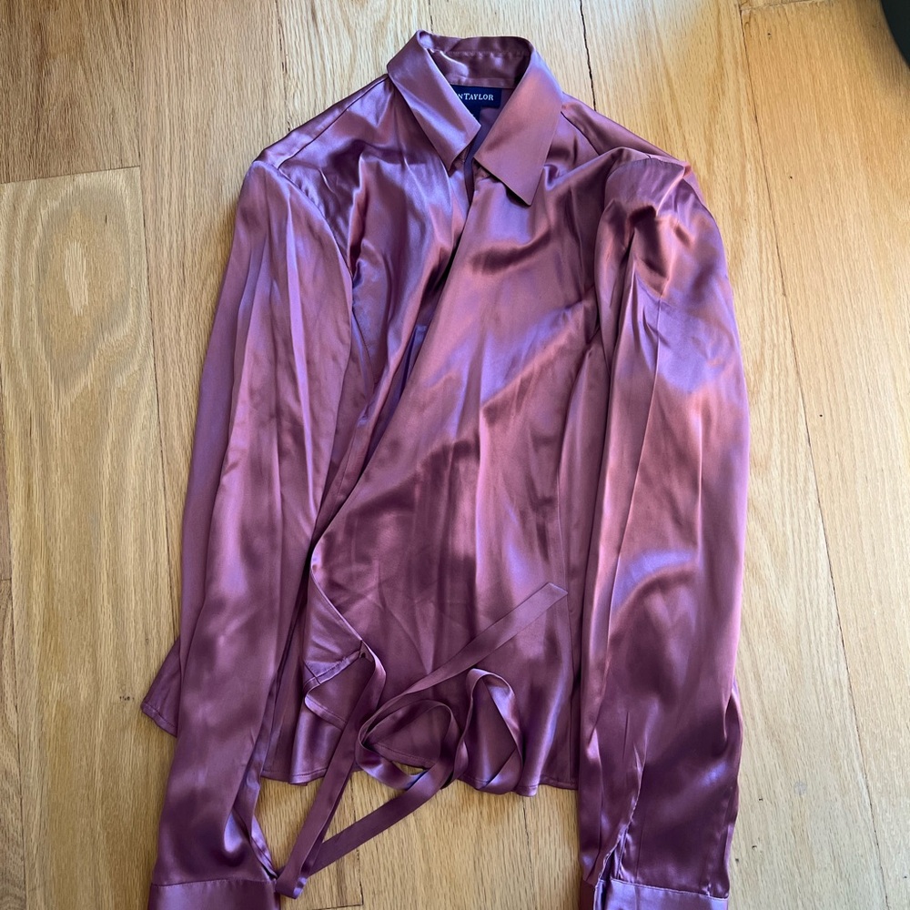 Ann Taylor Silk Wrap Blouse - Rose Mauve